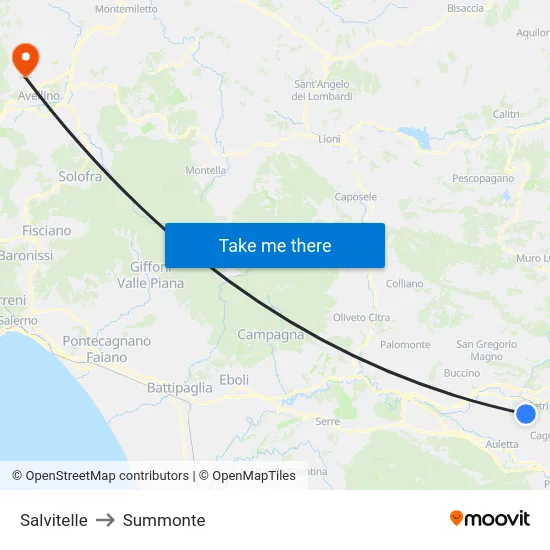 Salvitelle to Summonte map