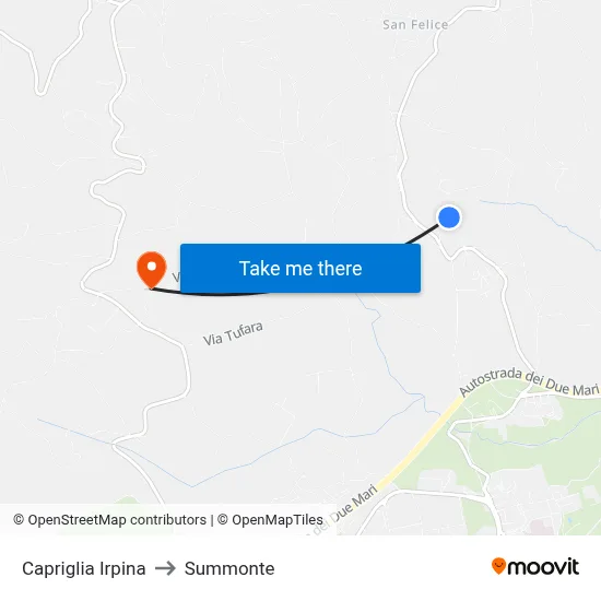Capriglia Irpina to Summonte map