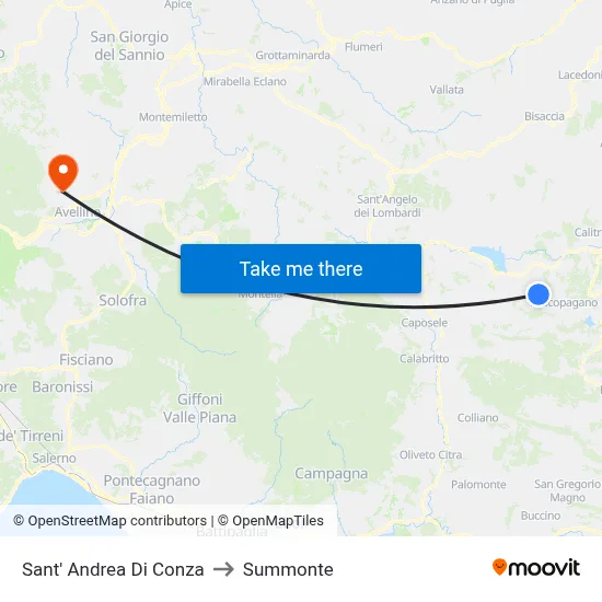 Sant' Andrea Di Conza to Summonte map
