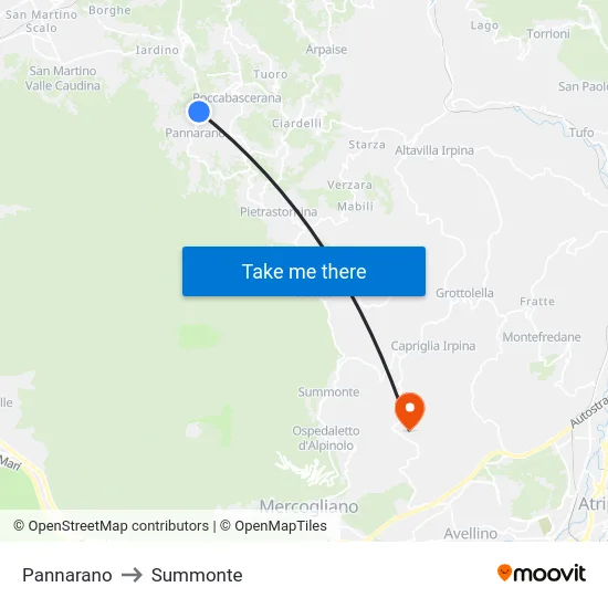 Pannarano to Summonte map