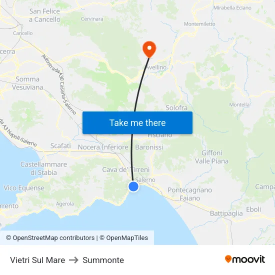 Vietri Sul Mare to Summonte map