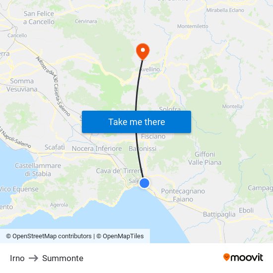 Irno to Summonte map