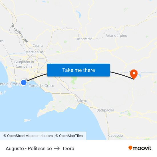 Augusto - Politecnico to Teora map