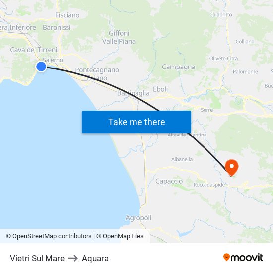 Vietri Sul Mare to Aquara map