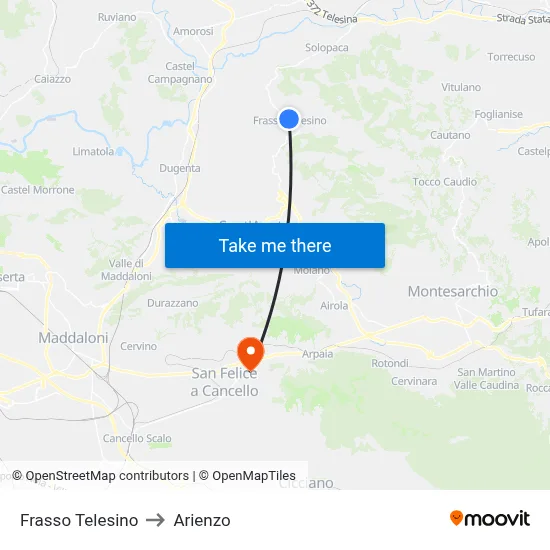 Frasso Telesino to Arienzo map