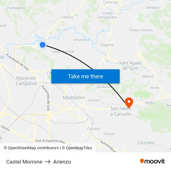 Castel Morrone to Arienzo map