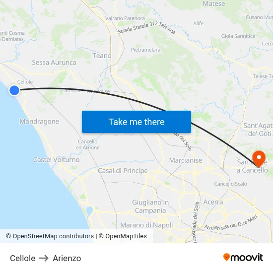 Cellole to Arienzo map