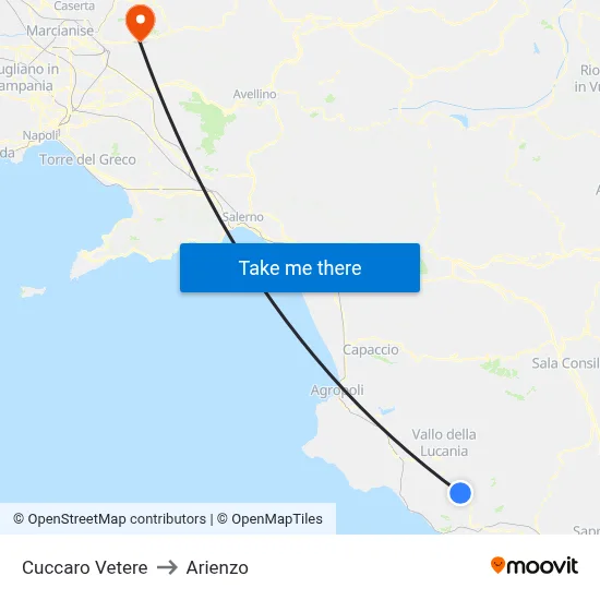 Cuccaro Vetere to Arienzo map
