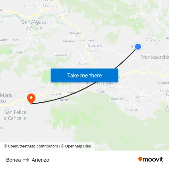 Bonea to Arienzo map