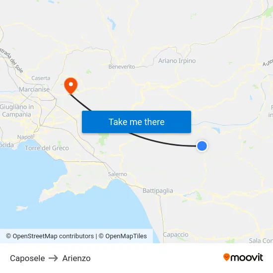 Caposele to Arienzo map