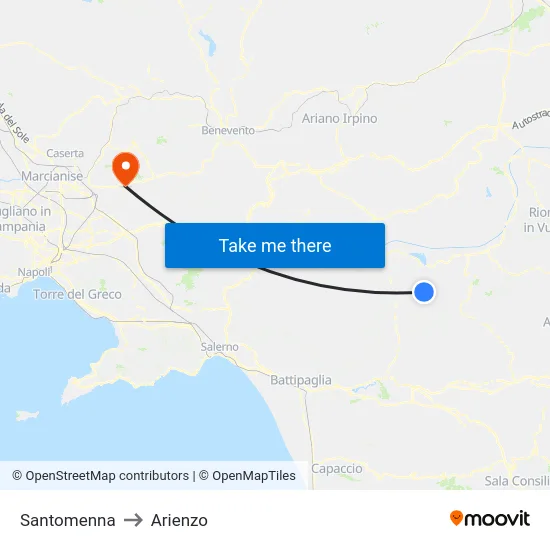 Santomenna to Arienzo map