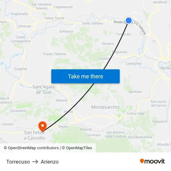 Torrecuso to Arienzo map