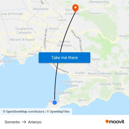 Sorrento Station (1-2-3) to Arienzo map