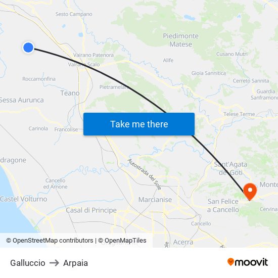 Galluccio to Arpaia map