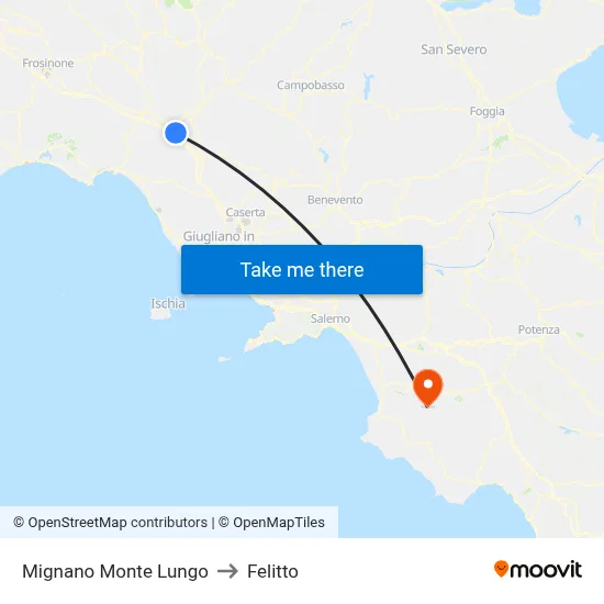 Mignano Monte Lungo to Felitto map
