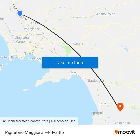 Pignataro Maggiore to Felitto map