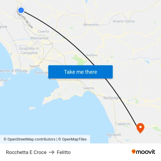 Rocchetta E Croce to Felitto map
