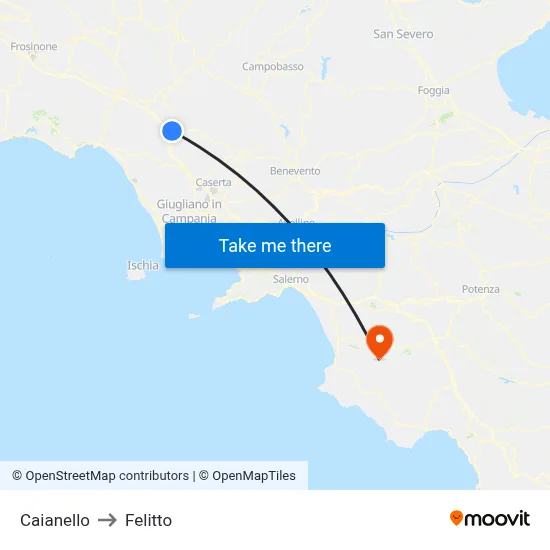 Caianello to Felitto map
