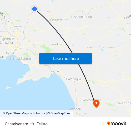 Castelvenere to Felitto map