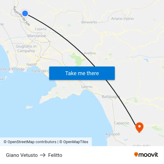 Giano Vetusto to Felitto map