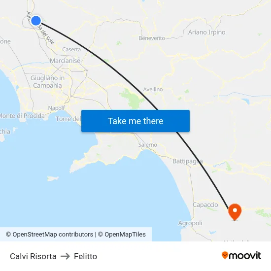 Calvi Risorta to Felitto map