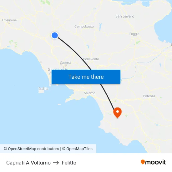 Capriati A Volturno to Felitto map
