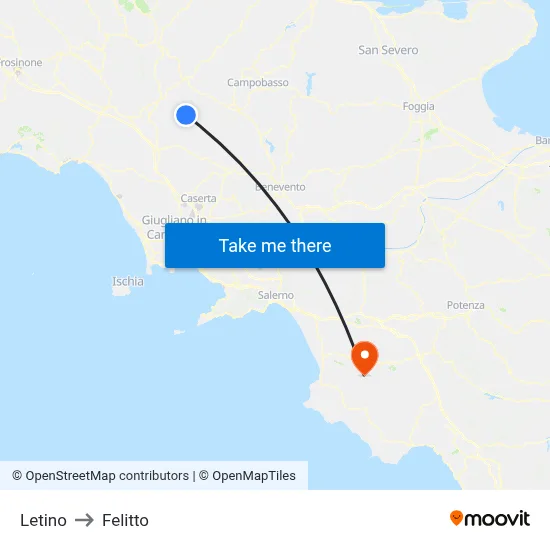 Letino to Felitto map