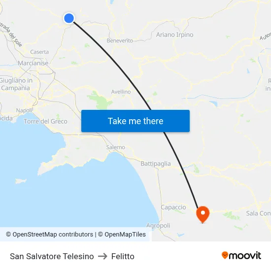 San Salvatore Telesino to Felitto map