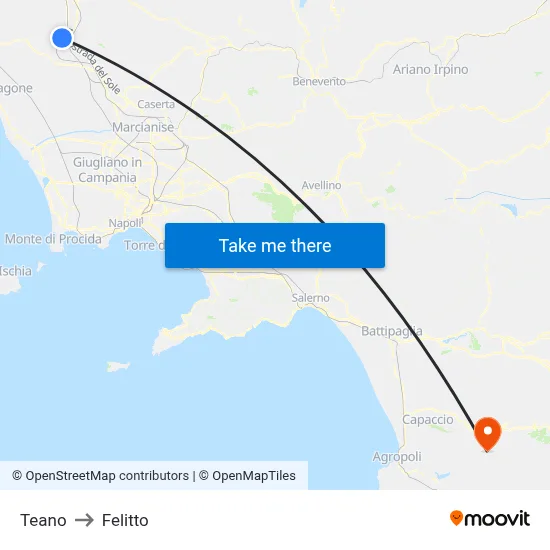 Teano to Felitto map