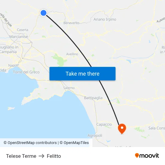 Telese Terme to Felitto map