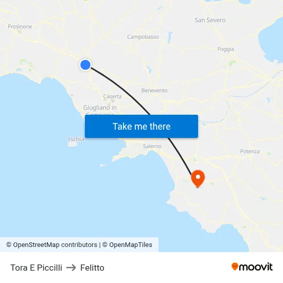 Tora E Piccilli to Felitto map