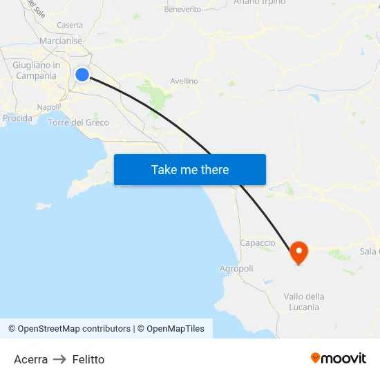 Acerra to Felitto map