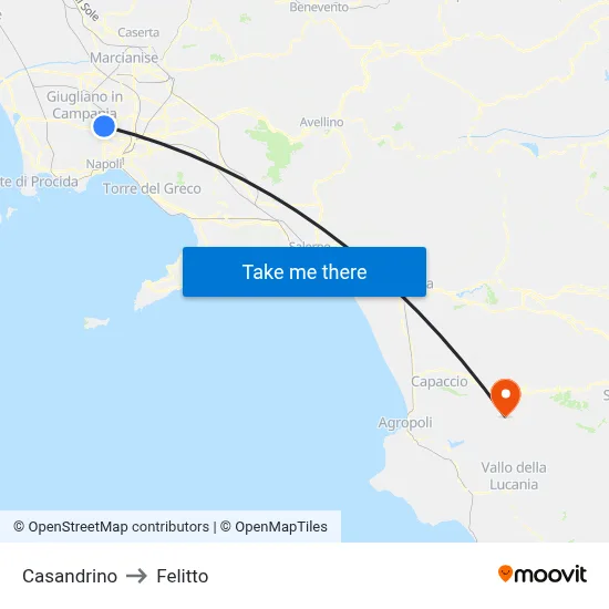 Casandrino to Felitto map