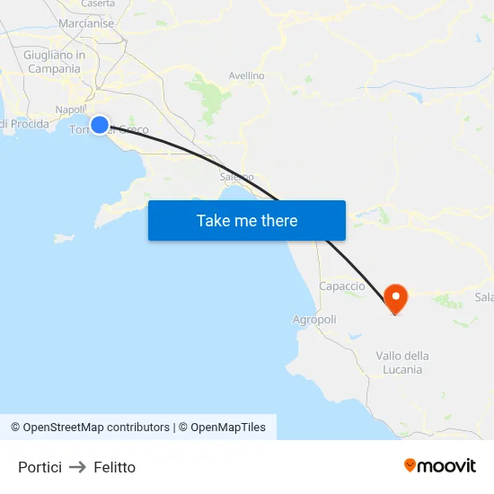 Portici to Felitto map