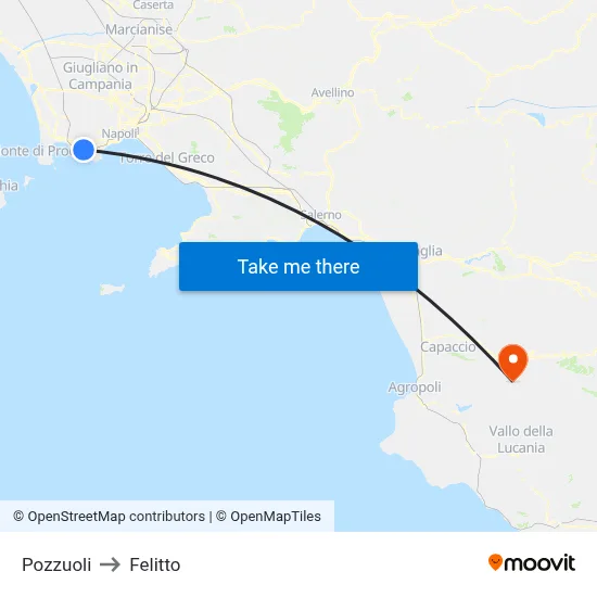 Pozzuoli to Felitto map
