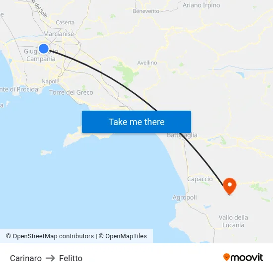 Carinaro to Felitto map