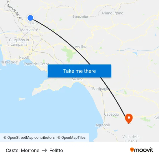 Castel Morrone to Felitto map