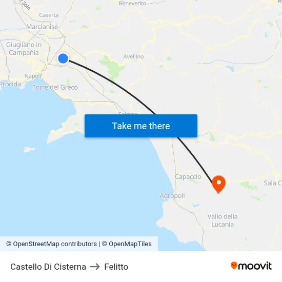 Castello Di Cisterna to Felitto map