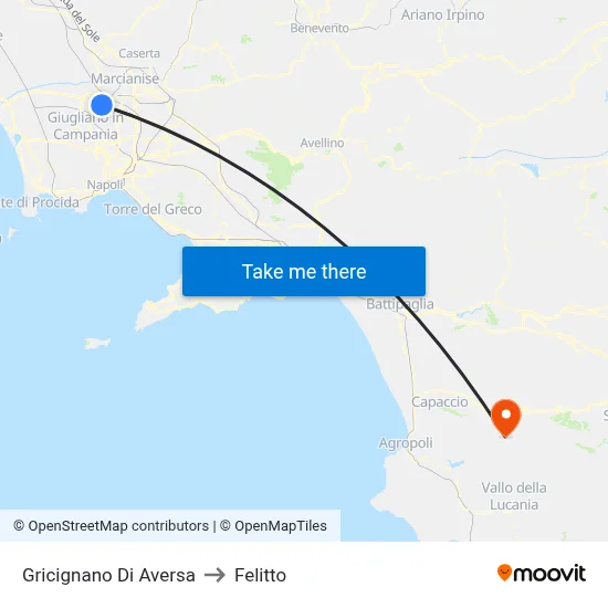 Gricignano Di Aversa to Felitto map