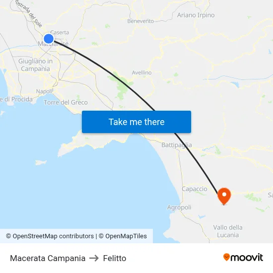 Macerata Campania to Felitto map