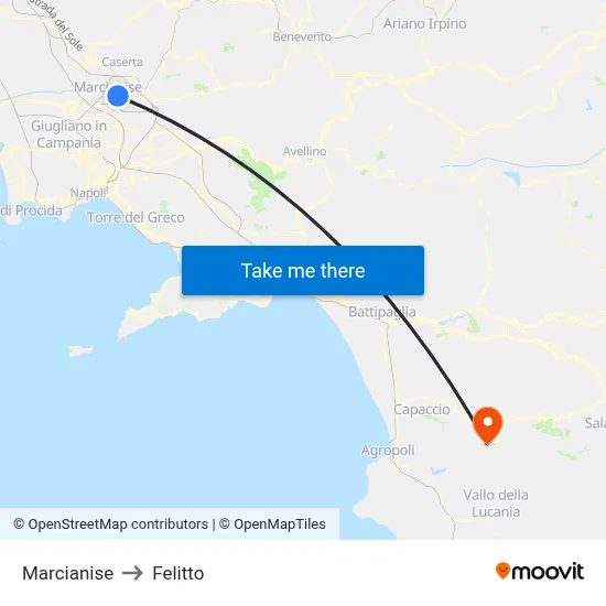 Marcianise to Felitto map