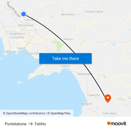 Pontelatone to Felitto map