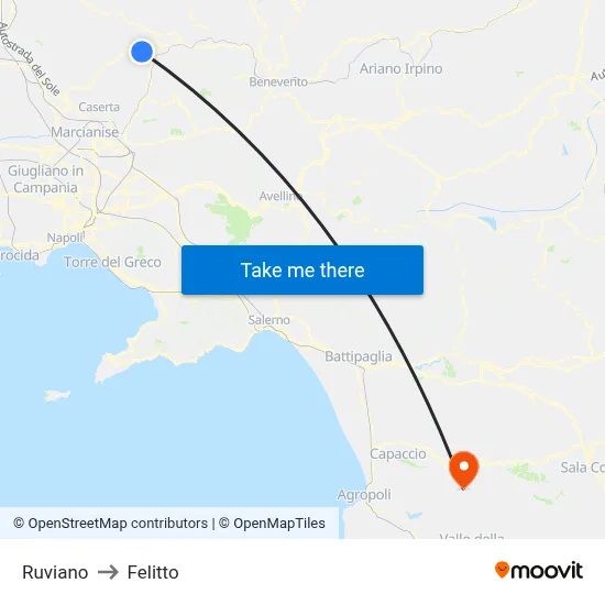 Ruviano to Felitto map