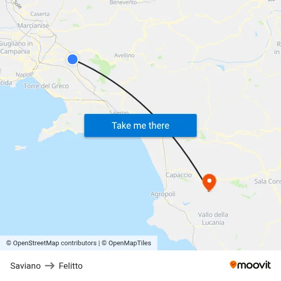 Saviano to Felitto map