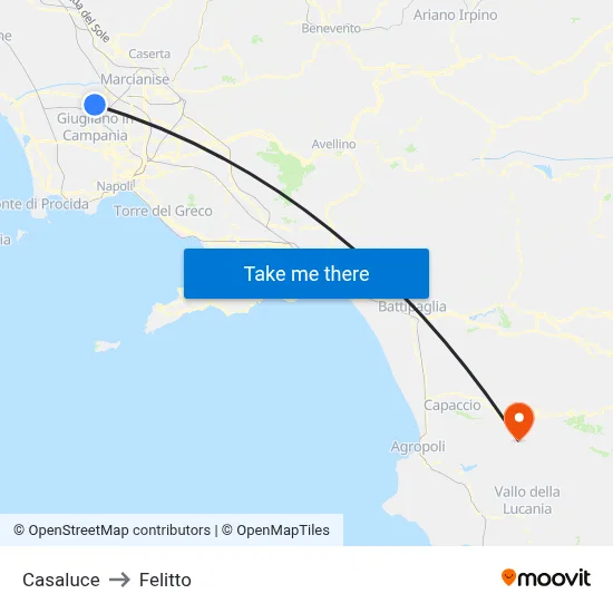 Casaluce to Felitto map