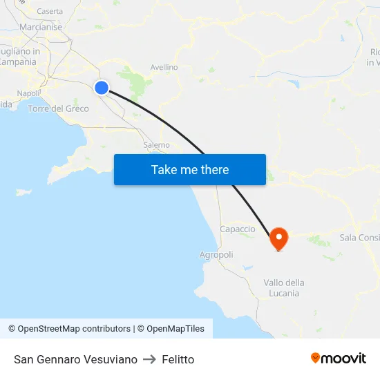 San Gennaro Vesuviano to Felitto map