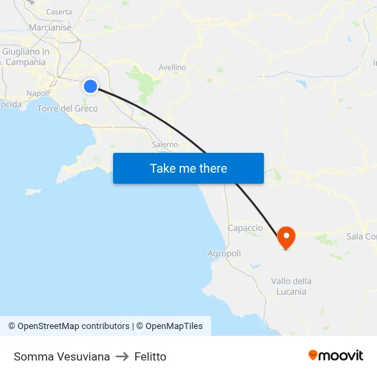 Somma Vesuviana to Felitto map