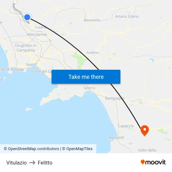 Vitulazio to Felitto map