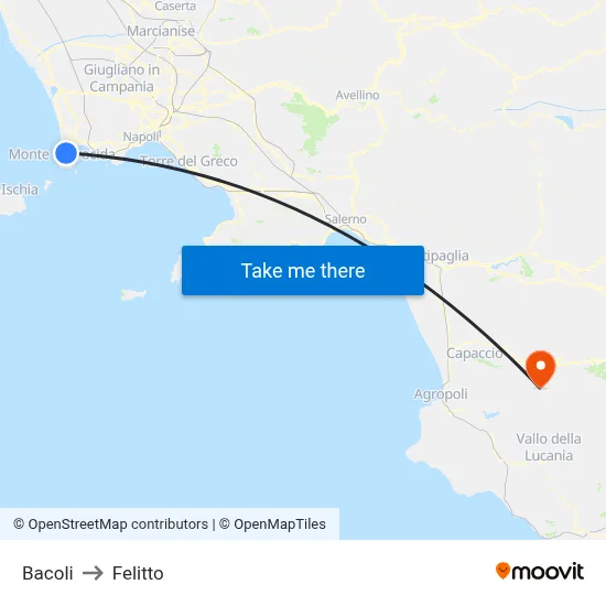 Bacoli to Felitto map