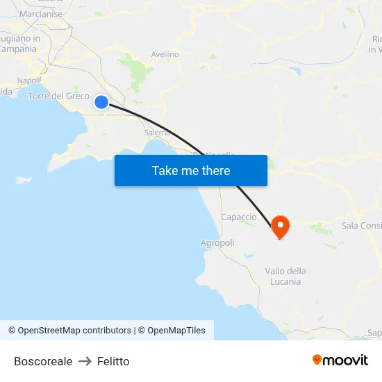 Boscoreale to Felitto map